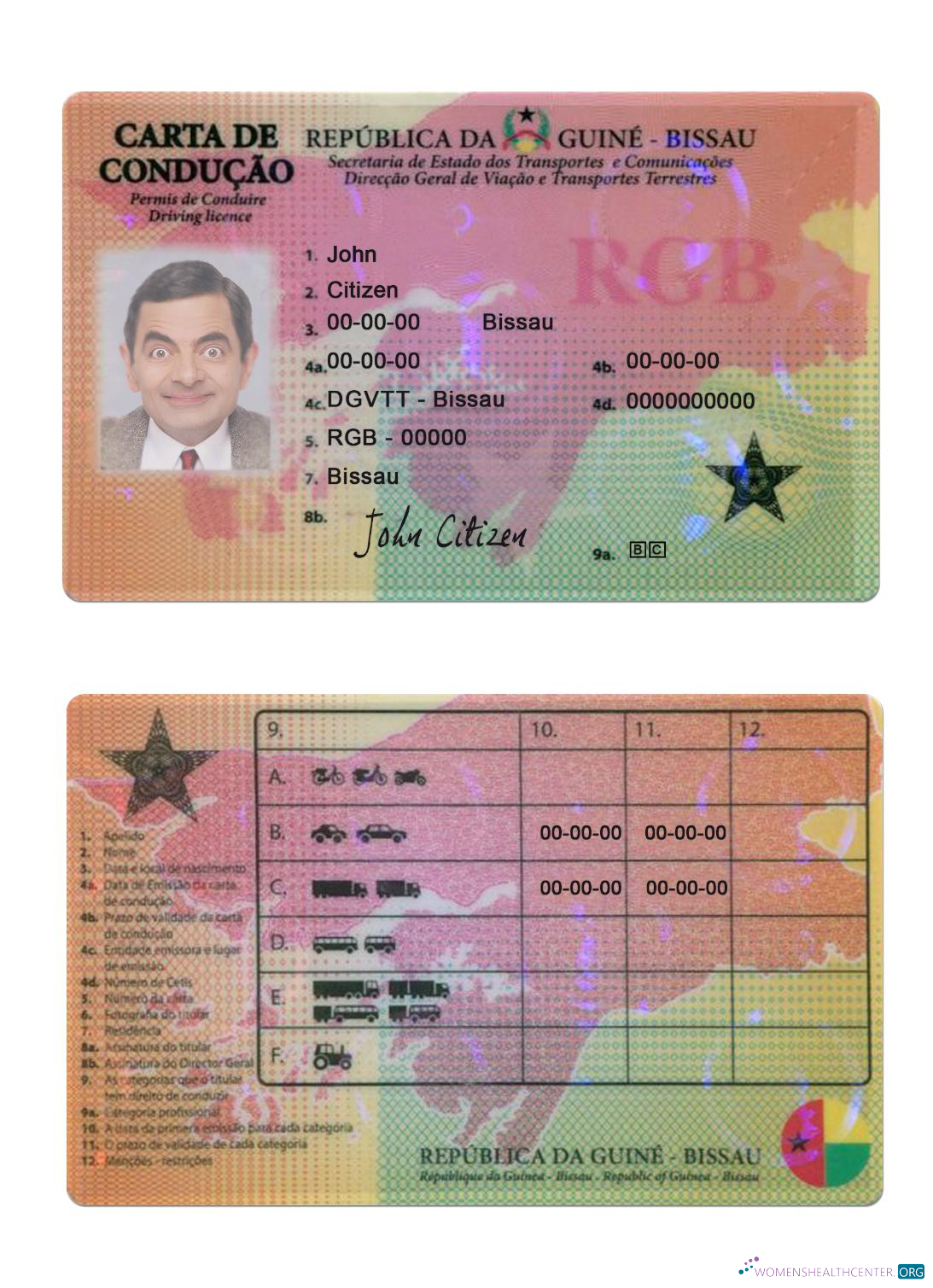 Télécharger Guine Bissau Driving License design