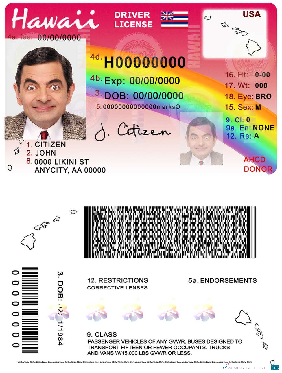 Télécharger Hawaii Driving License modèle