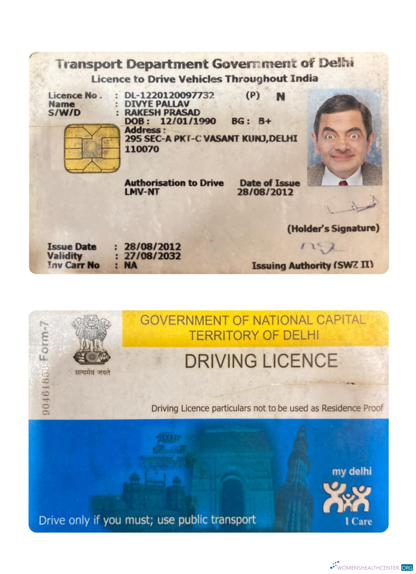 Télécharger Inde Delhi Driving License modèle