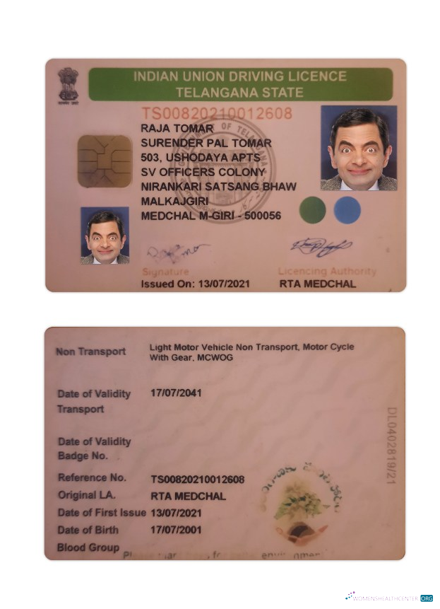 Télécharger Inde Telangana État Driving License modèle