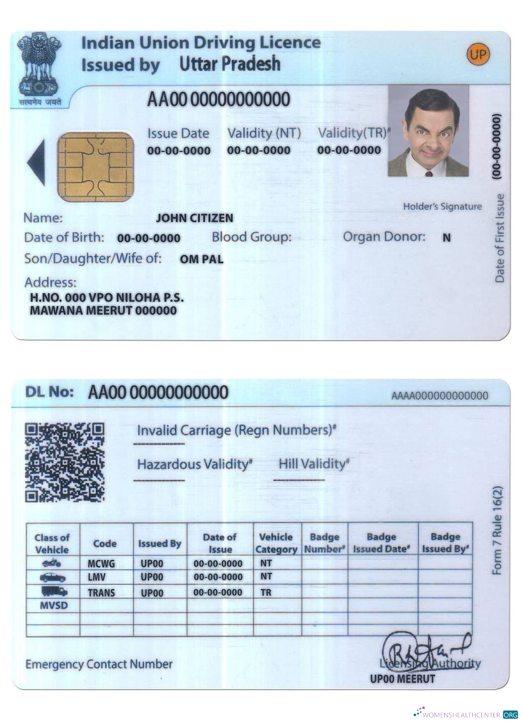 Télécharger Inde Union Driving License modèle