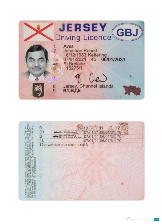 Télécharger Jersey Driving License échantillon