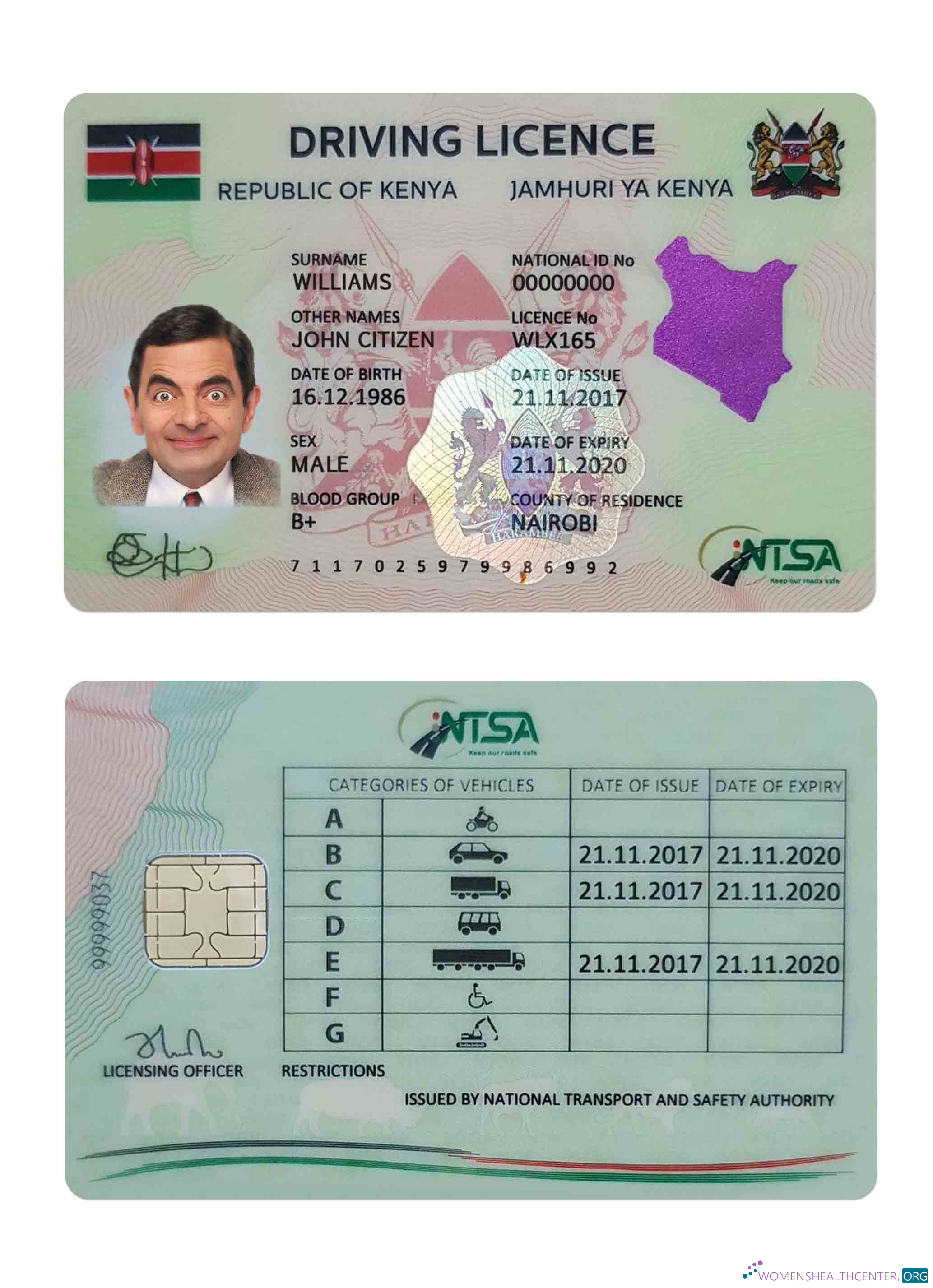 Télécharger Kenya Driving License échantillon