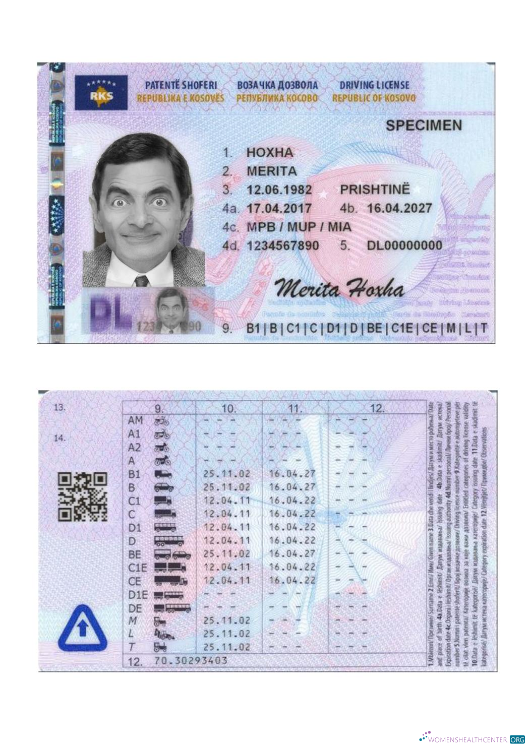 Télécharger Kosovo Driving License 2017 Présent maquette