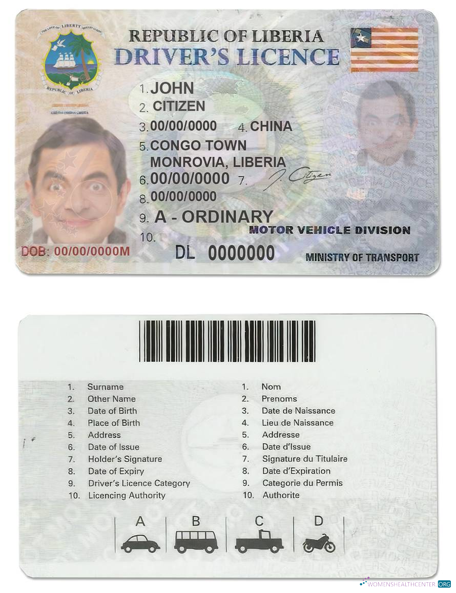 Télécharger Libéria Driving License modèle