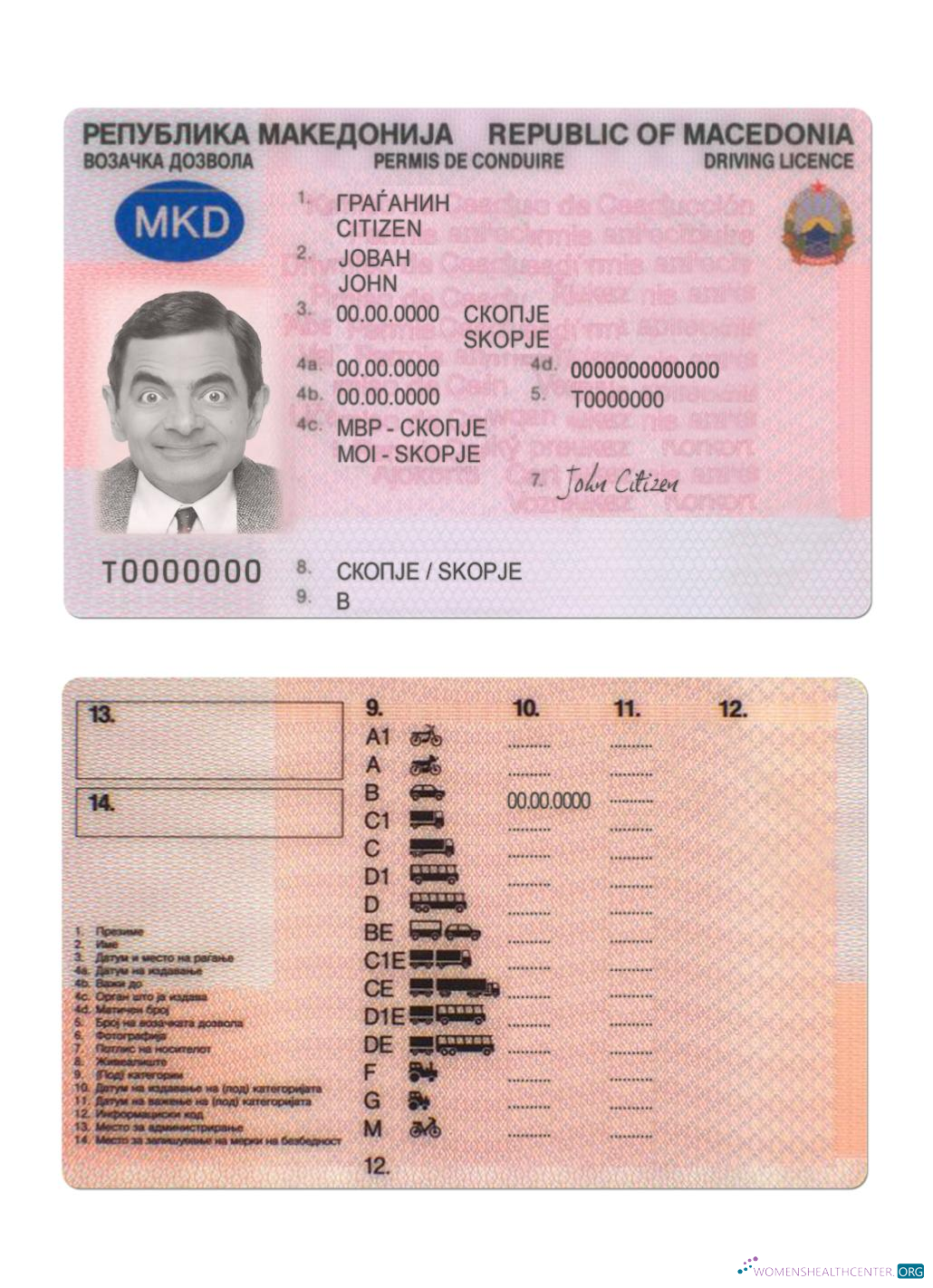 Télécharger Macedonia Driving License modèle
