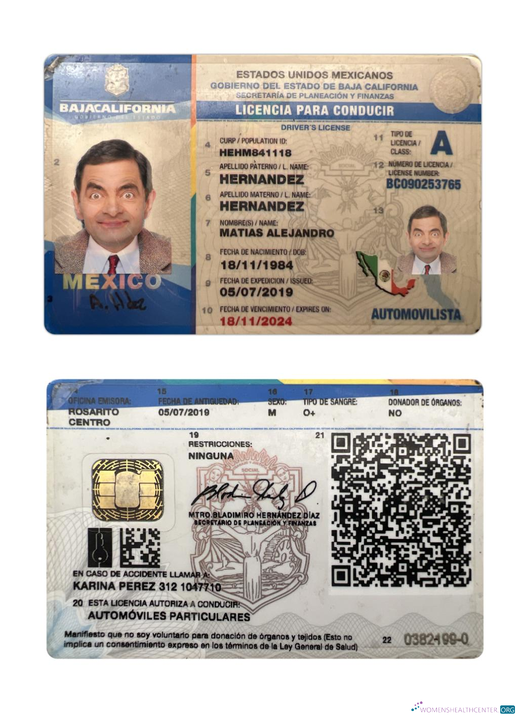 Télécharger Mexique Baja California État Driving License maquette