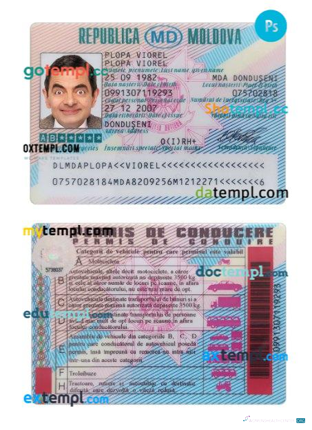 Télécharger Moldavie Driving License échantillon