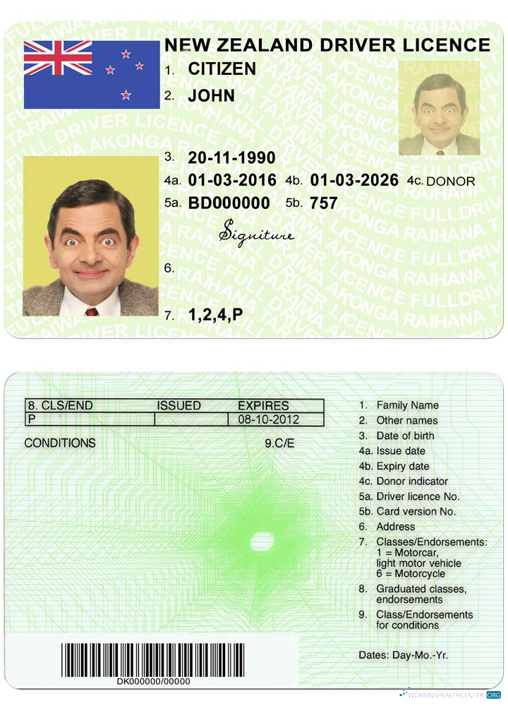 Télécharger Nouvelle-Zélande Vert Driving License (fully Qualified) modèle