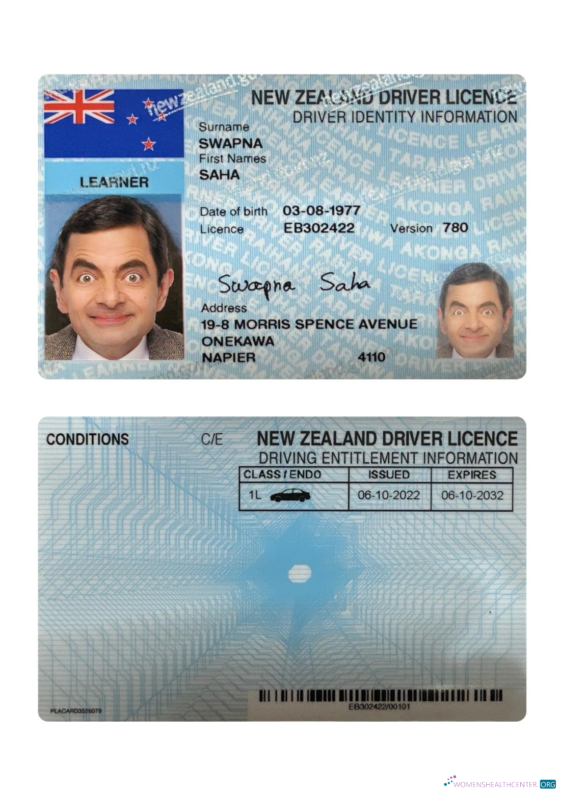 Télécharger Nouvelle-Zélande Driving License 2022 Présent maquette