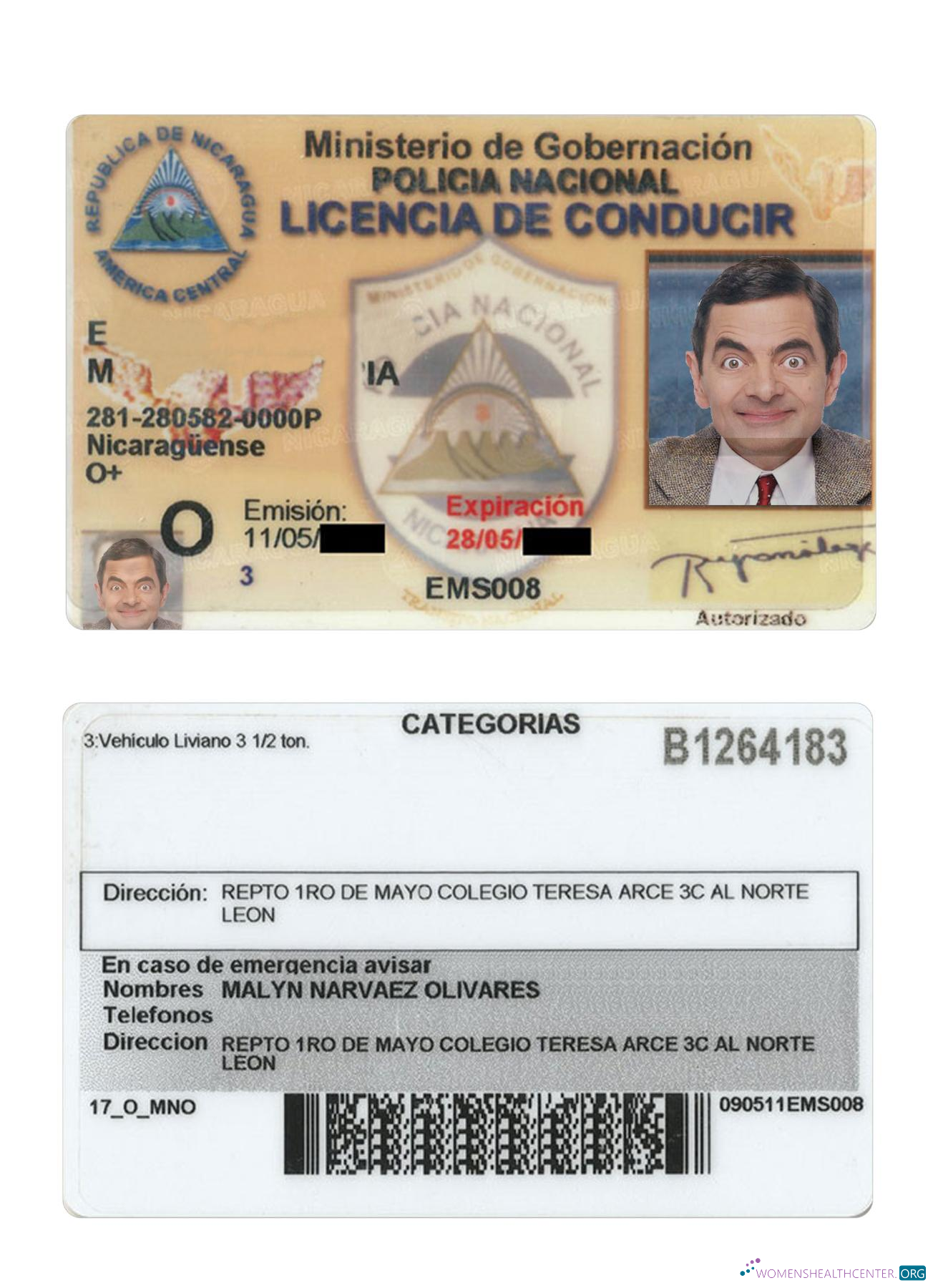 Télécharger Nicaragua Driving License maquette