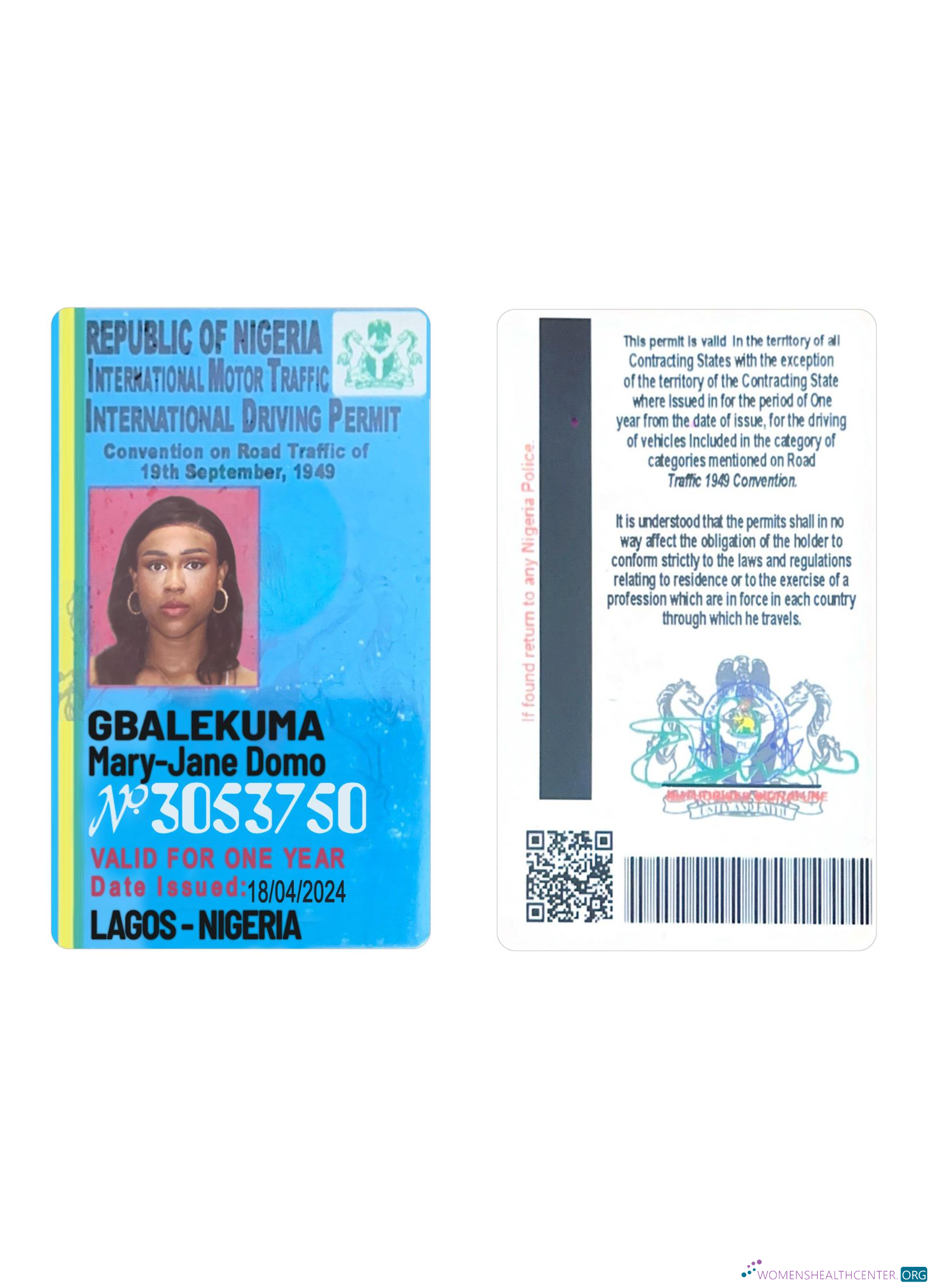 Télécharger Nigeria International Driving License modèle