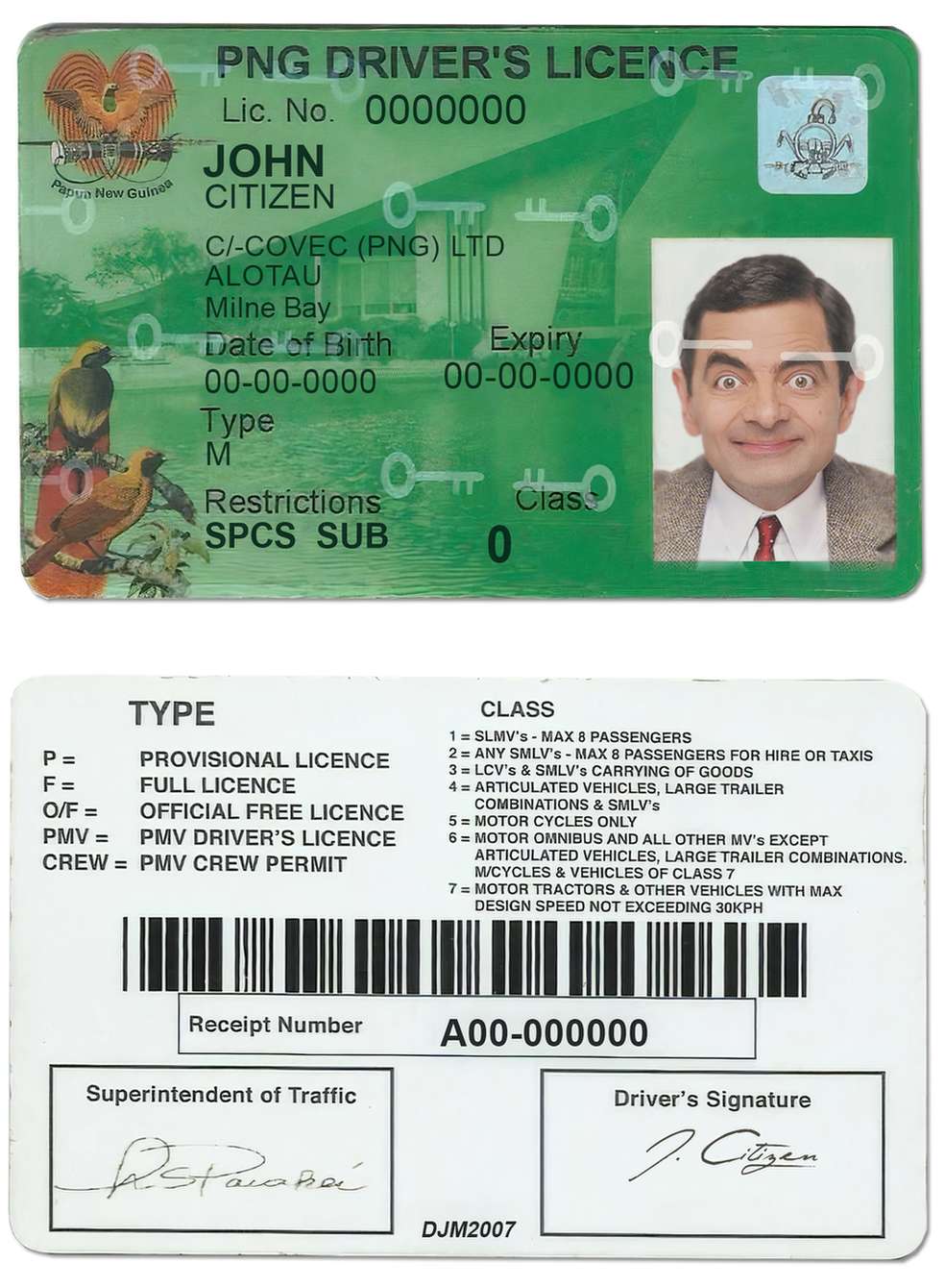 Télécharger Papouasie-Nouvelle-Guinée Driving License 2020 – Présent modèle