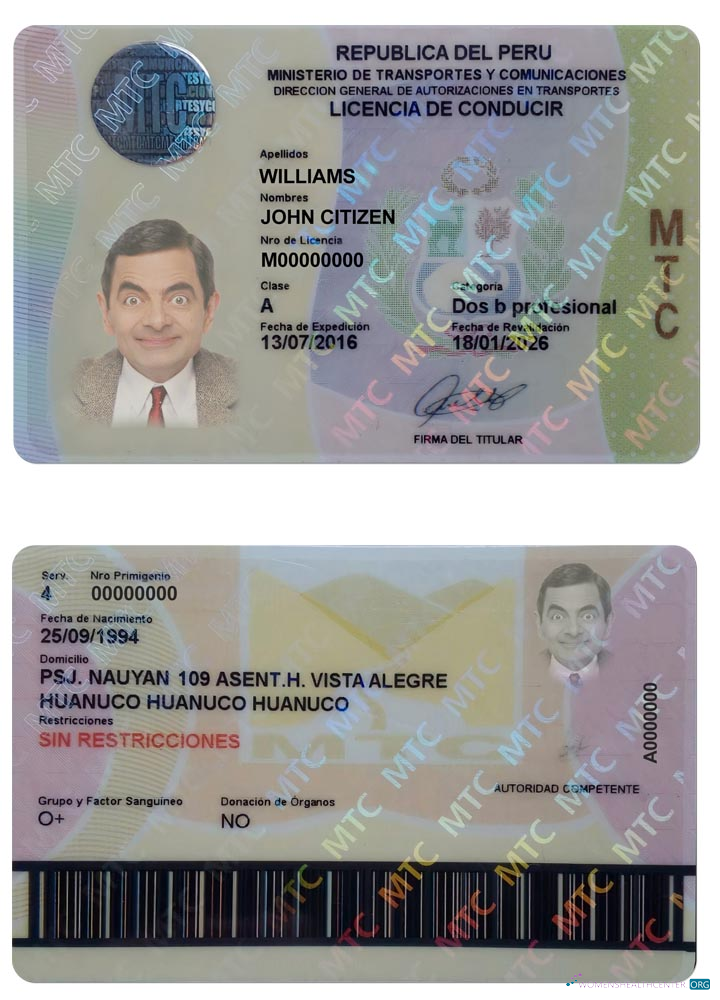 Télécharger Pérou Driving License design
