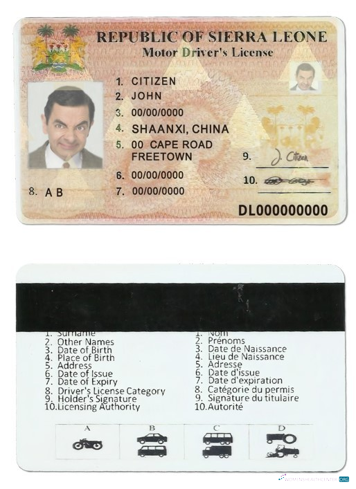 Télécharger Sierra Leone Driving License échantillon