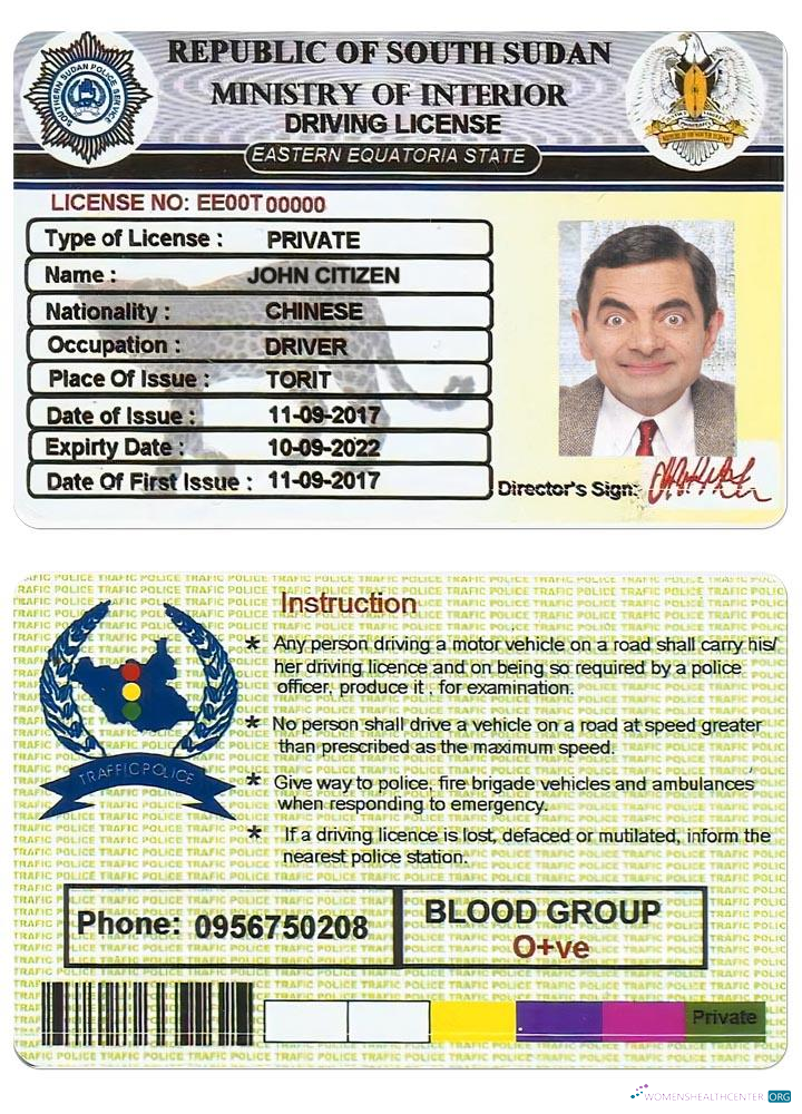 Télécharger Soudan Du Sud Driving License modèle