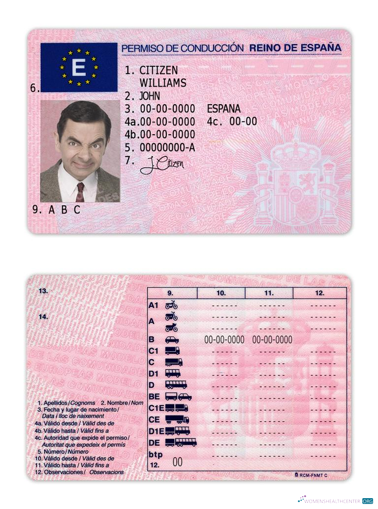 Télécharger Espagne Driving License échantillon