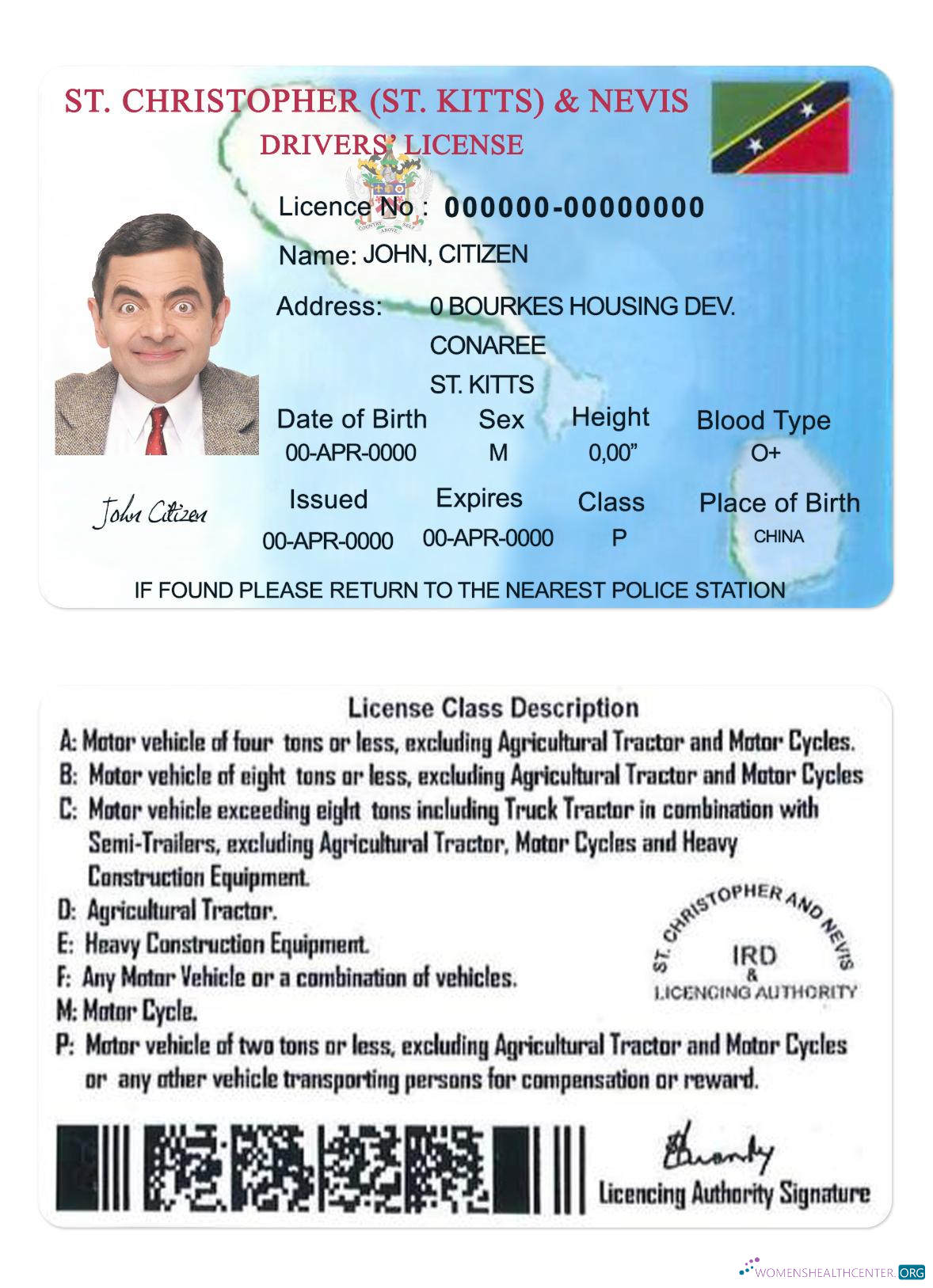 Télécharger St Kitts & Nevis Driving License design
