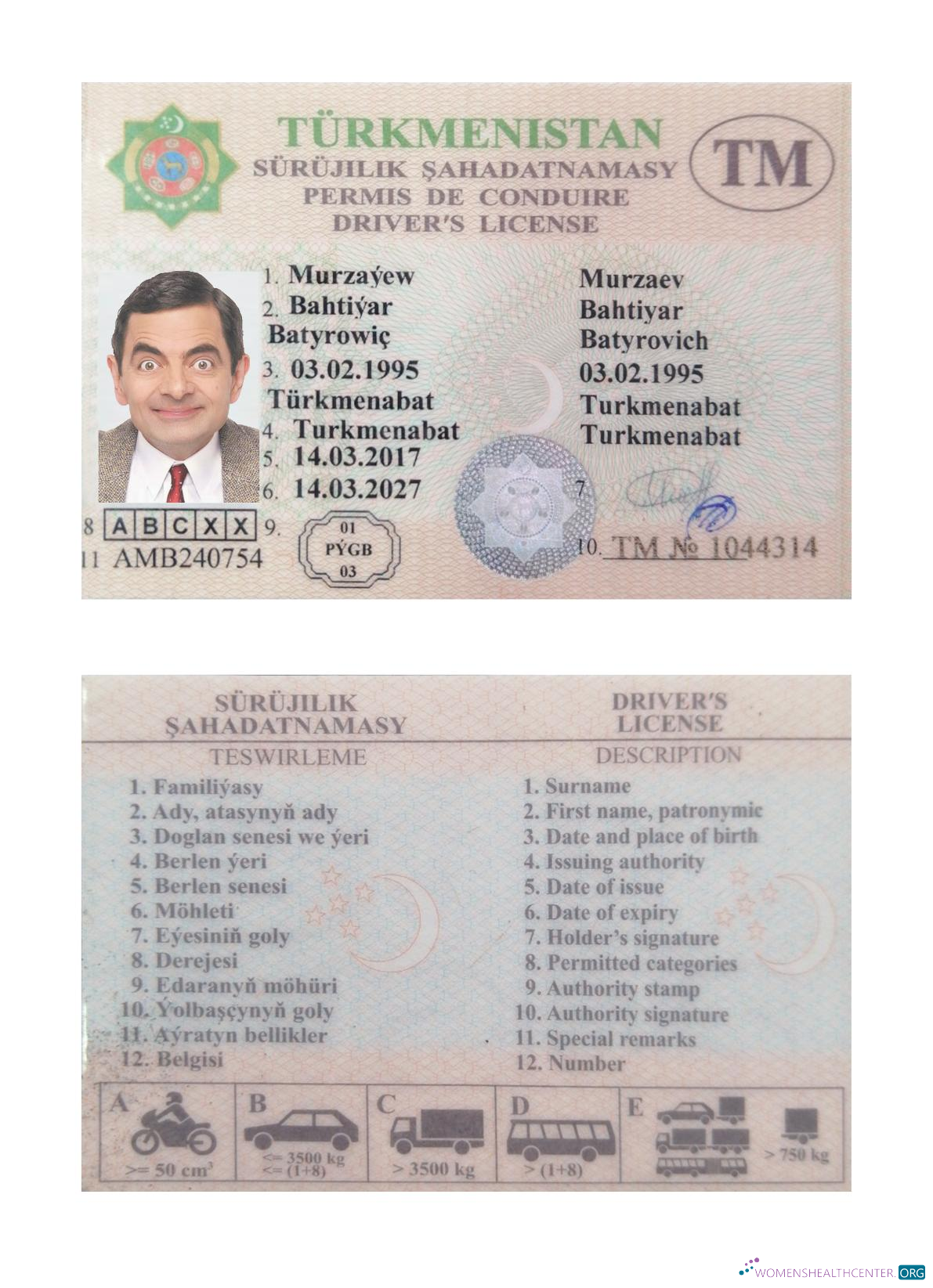 Télécharger Turkménistan Driving License maquette
