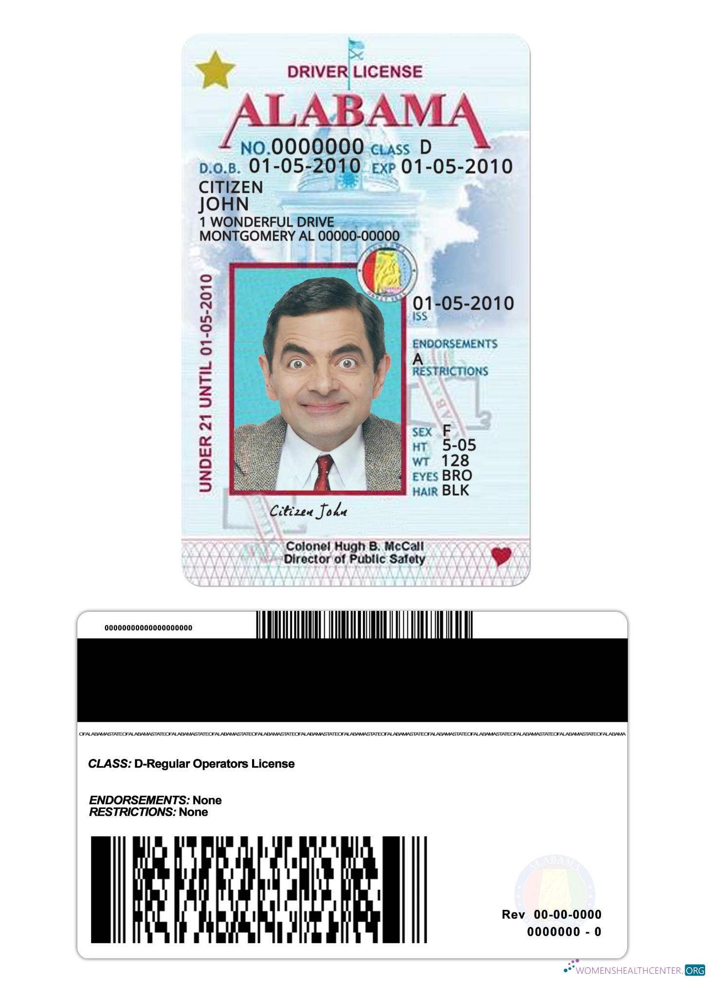 Télécharger USA Alabama Driving License Under 21 maquette