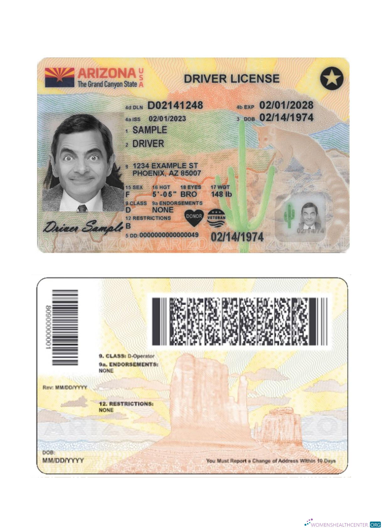 Télécharger USA Arizona Driving License 2023 Présent maquette