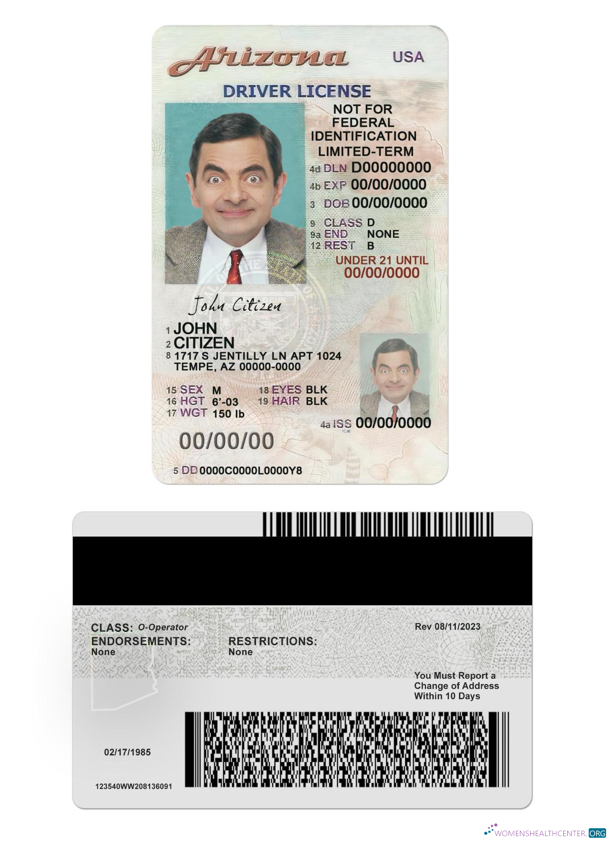 Télécharger USA Arizona Driving License Under 21 aperçu