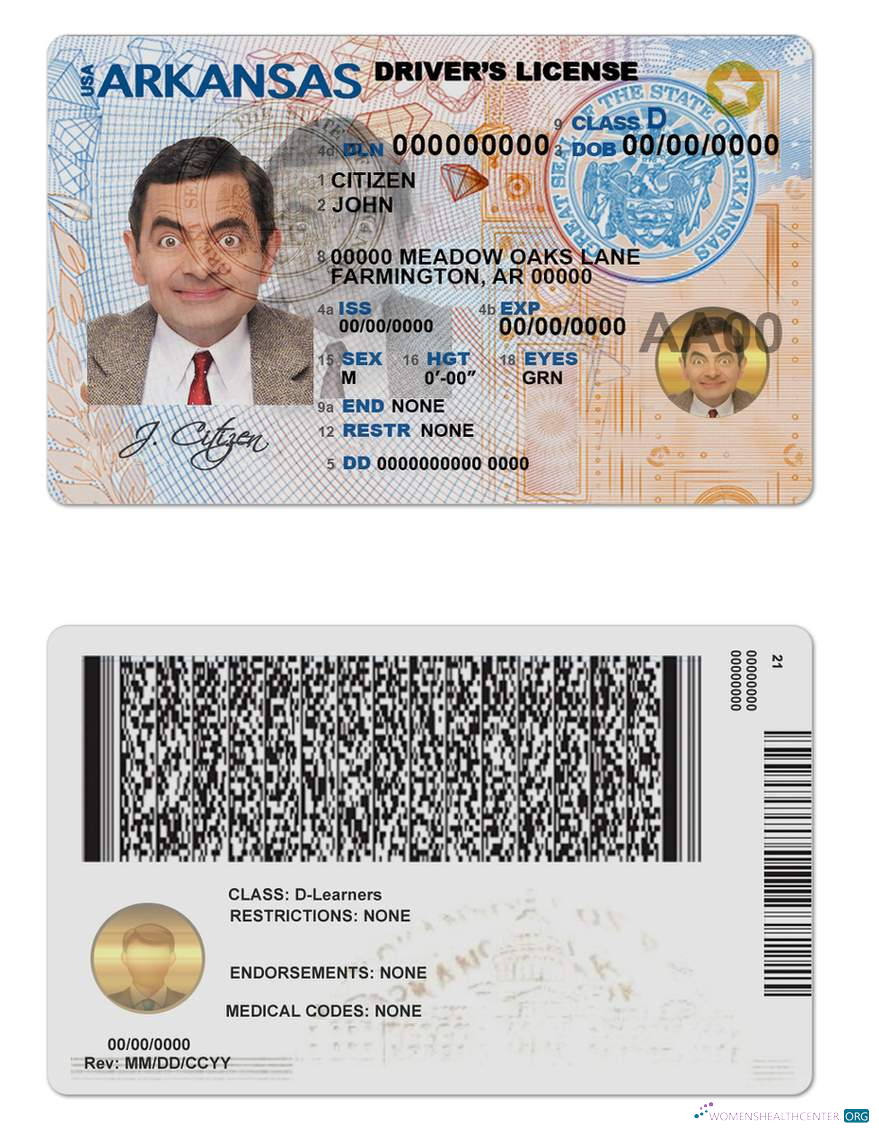 Télécharger USA Arkansas Driving License échantillon