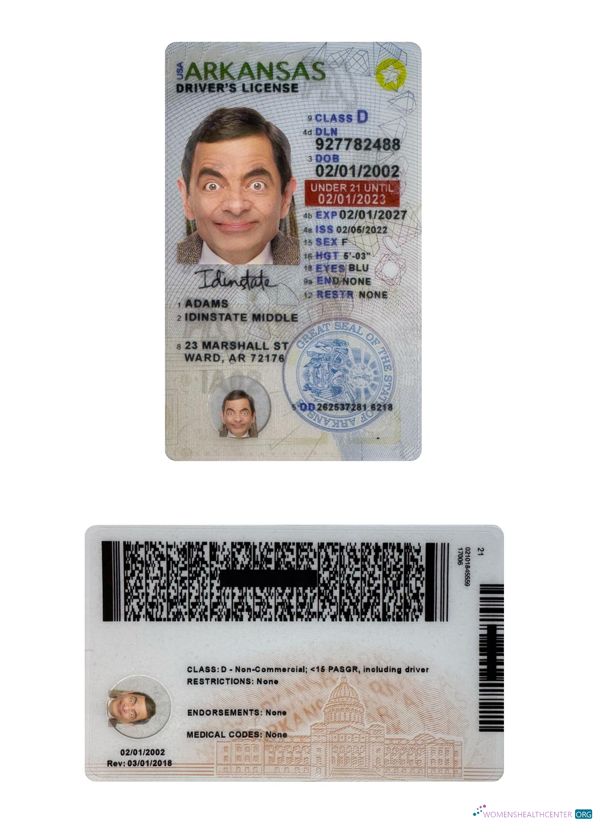 Télécharger USA Arkansas Under 21 Driving License modèle