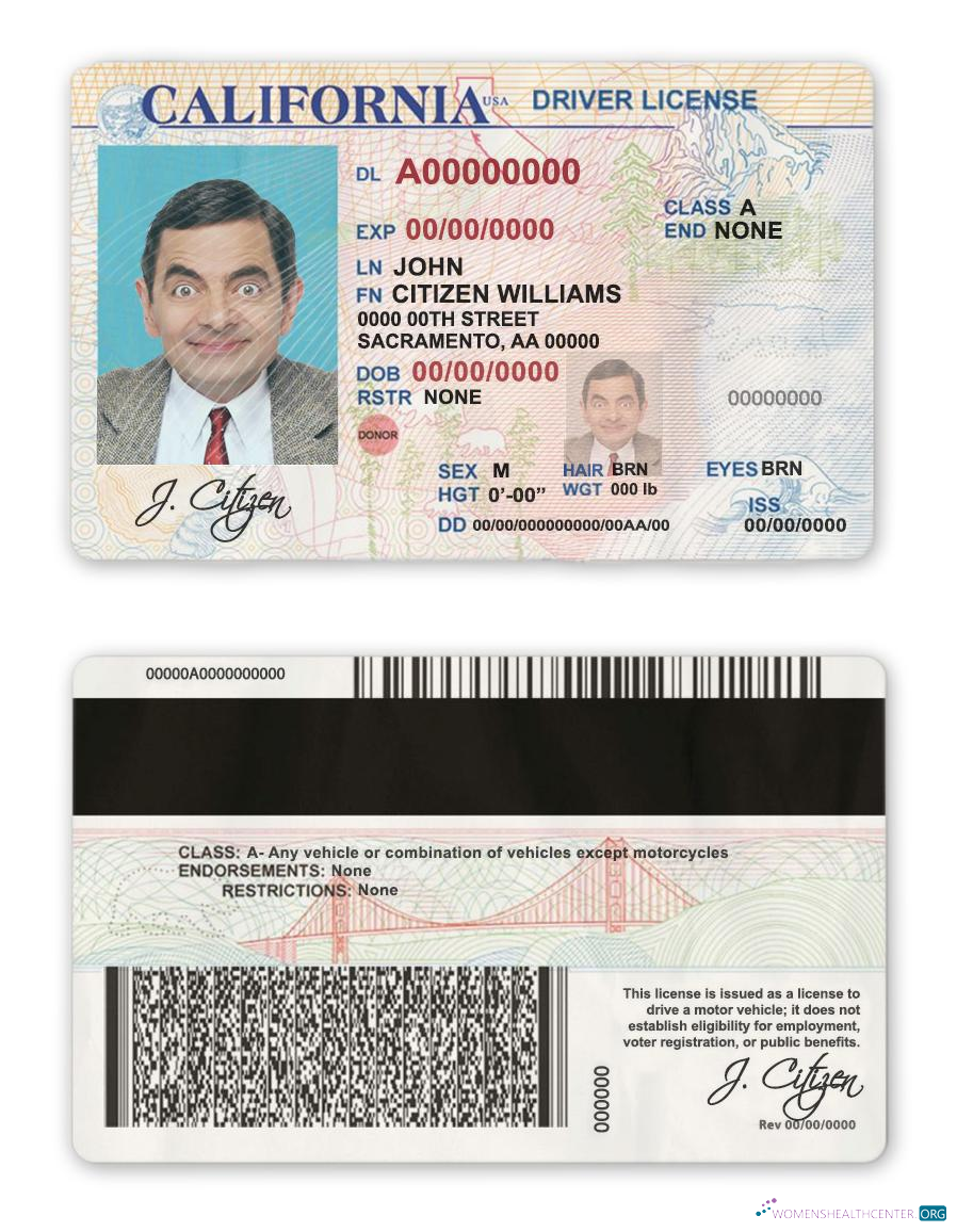 Télécharger USA California Driver License modèle
