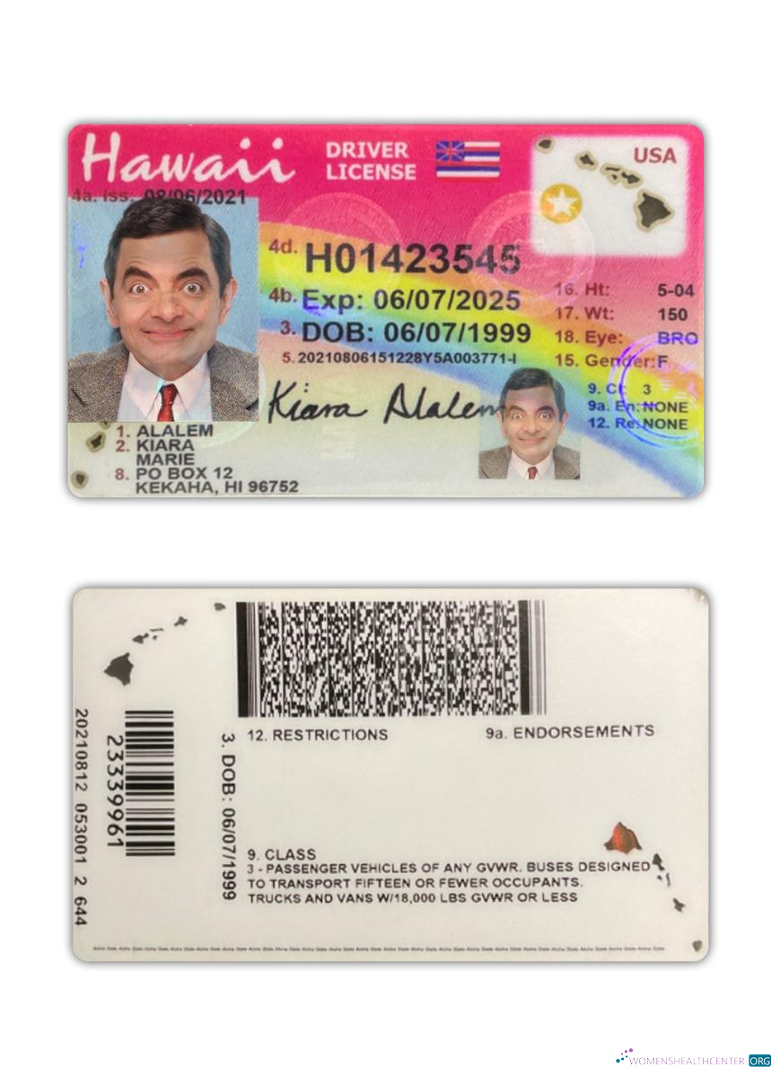 Télécharger USA Hawaii Driving License 2021 Présent modèle