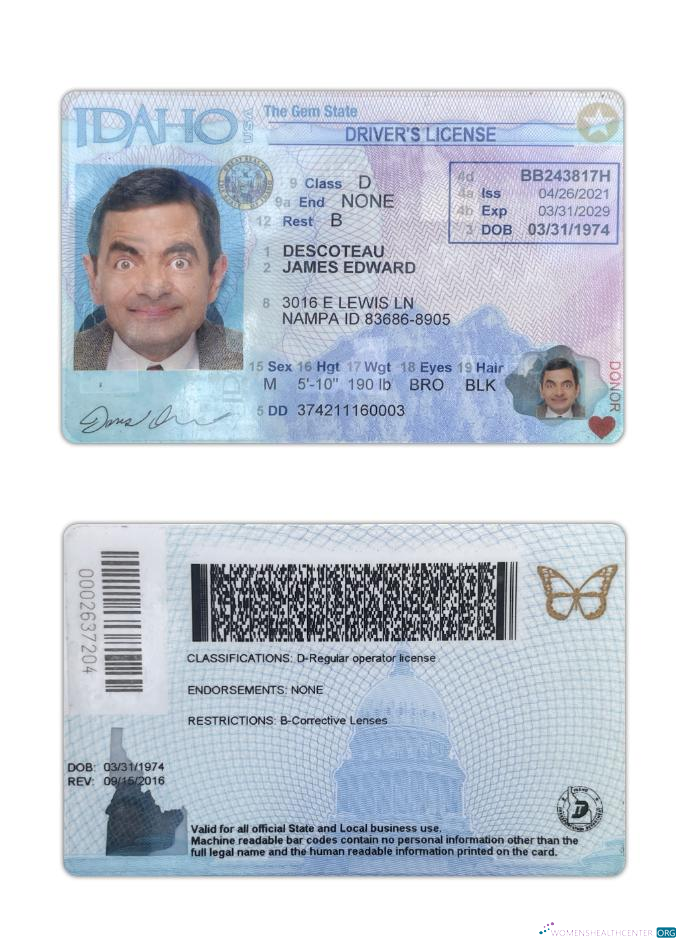Télécharger USA Idaho Driving License 2021 Présent modèle