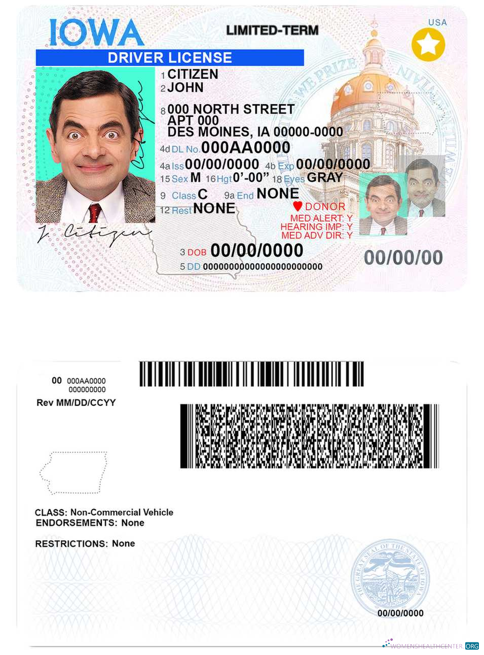 Télécharger USA Iowa Driving License design