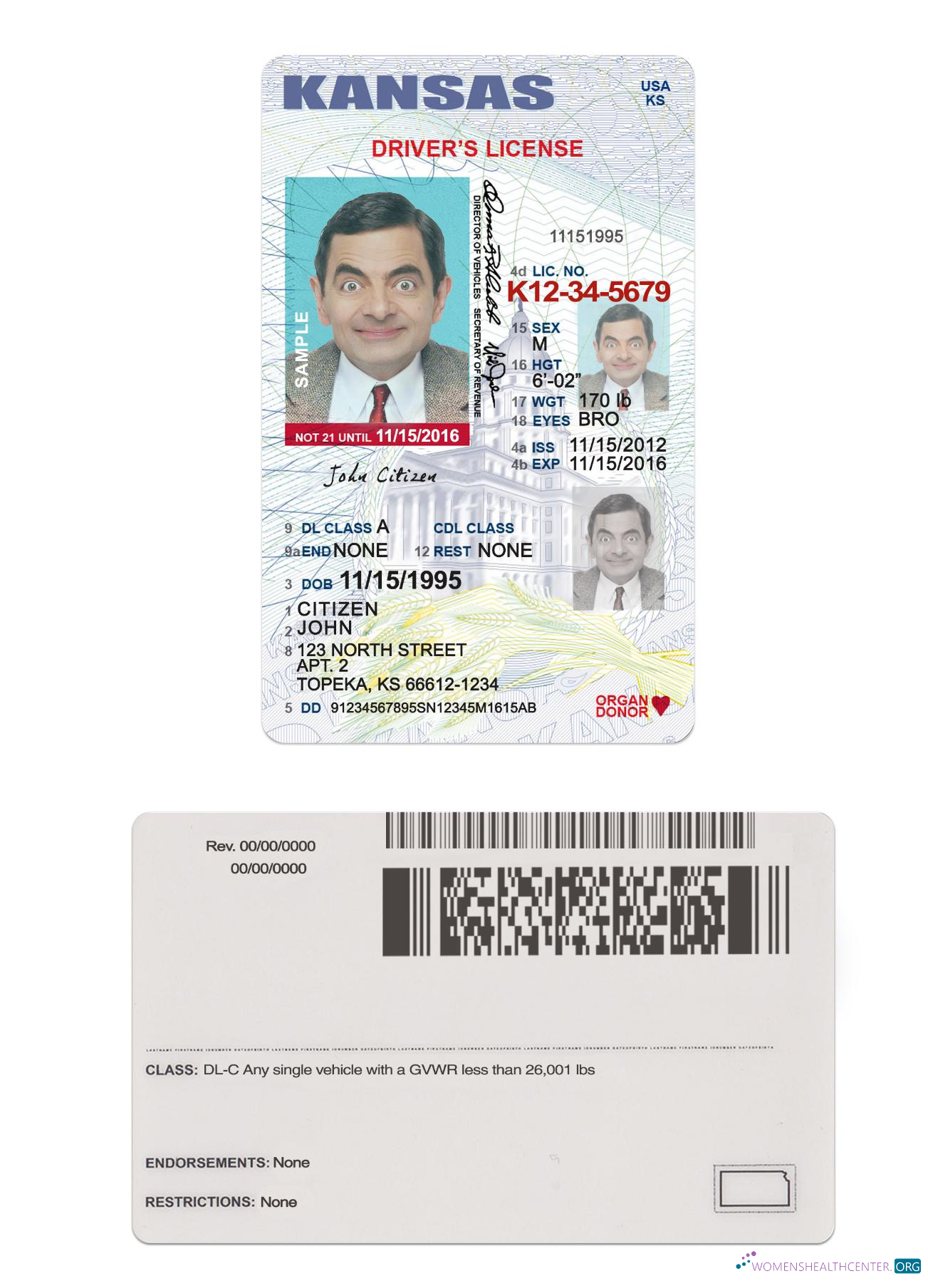 Télécharger USA Kansas Driving License Under 21 modèle
