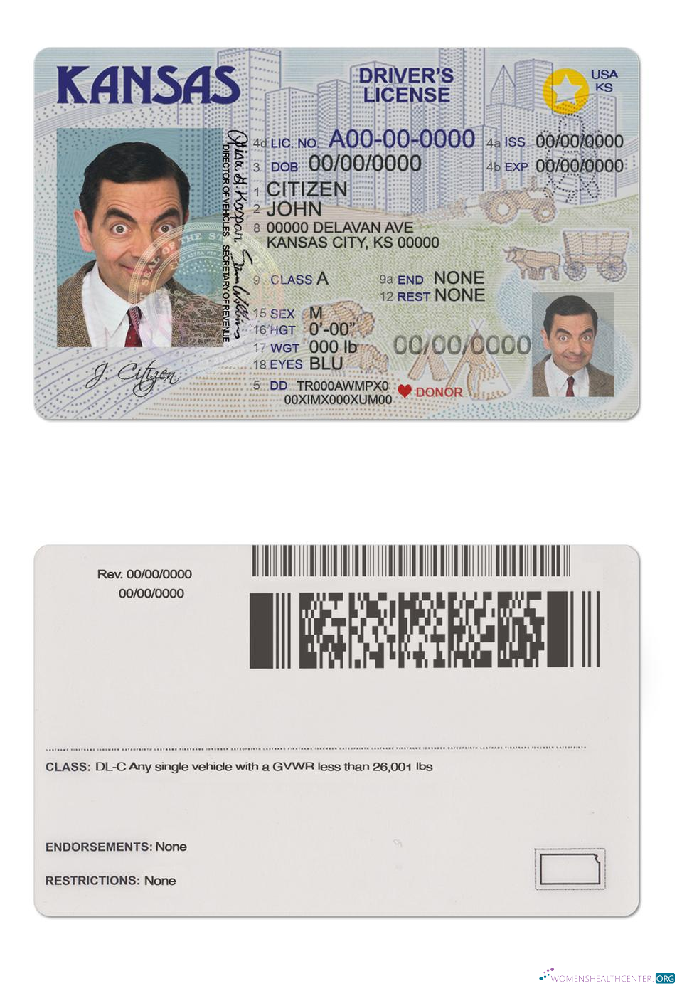 Télécharger USA Kansas Driving License maquette