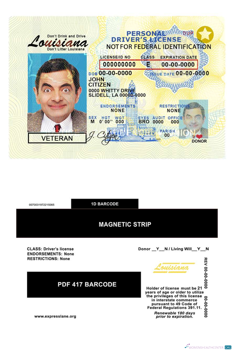 Télécharger USA Louisiana Driving License design