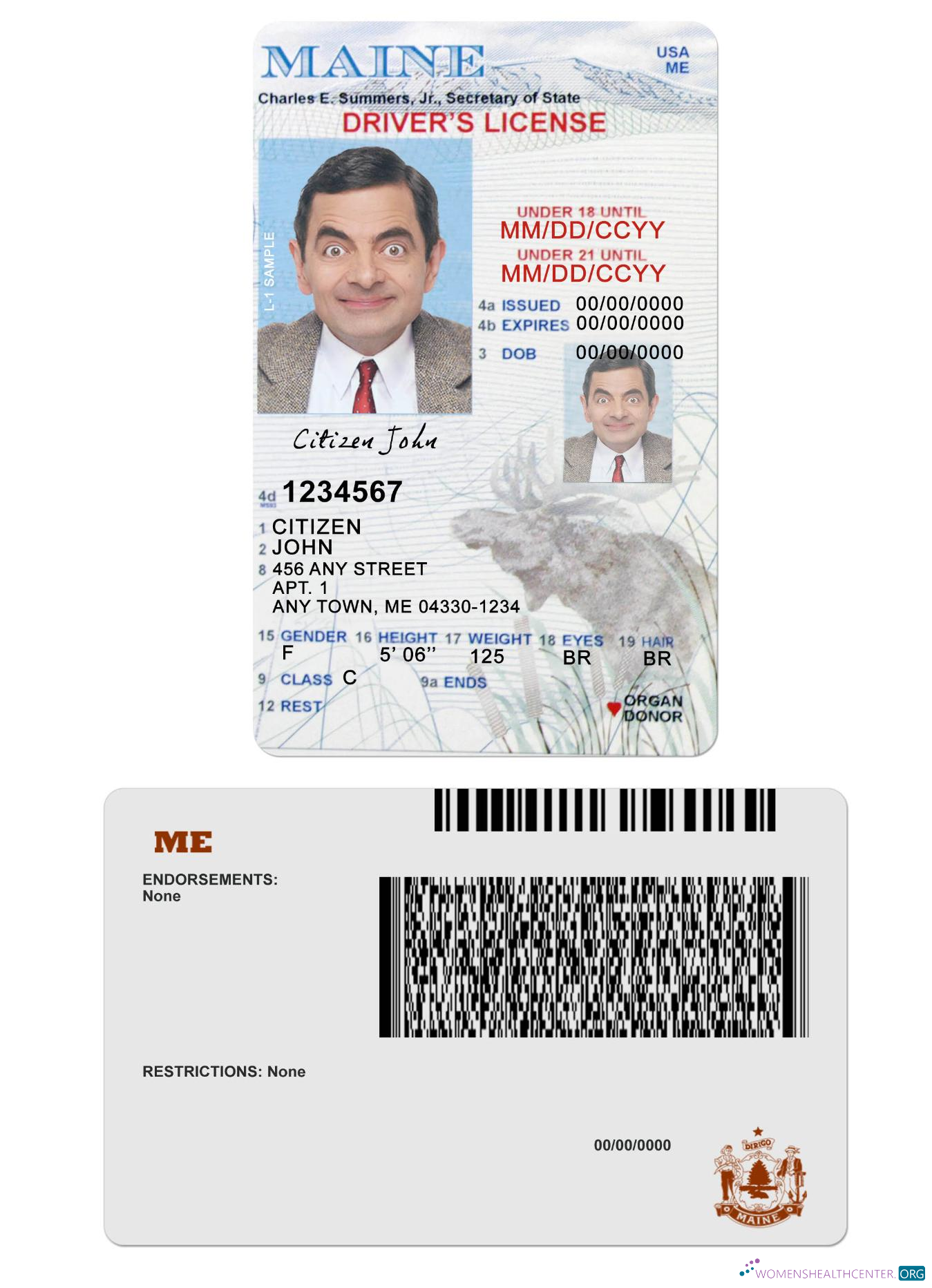 Télécharger USA Maine Driving License Under 21 maquette
