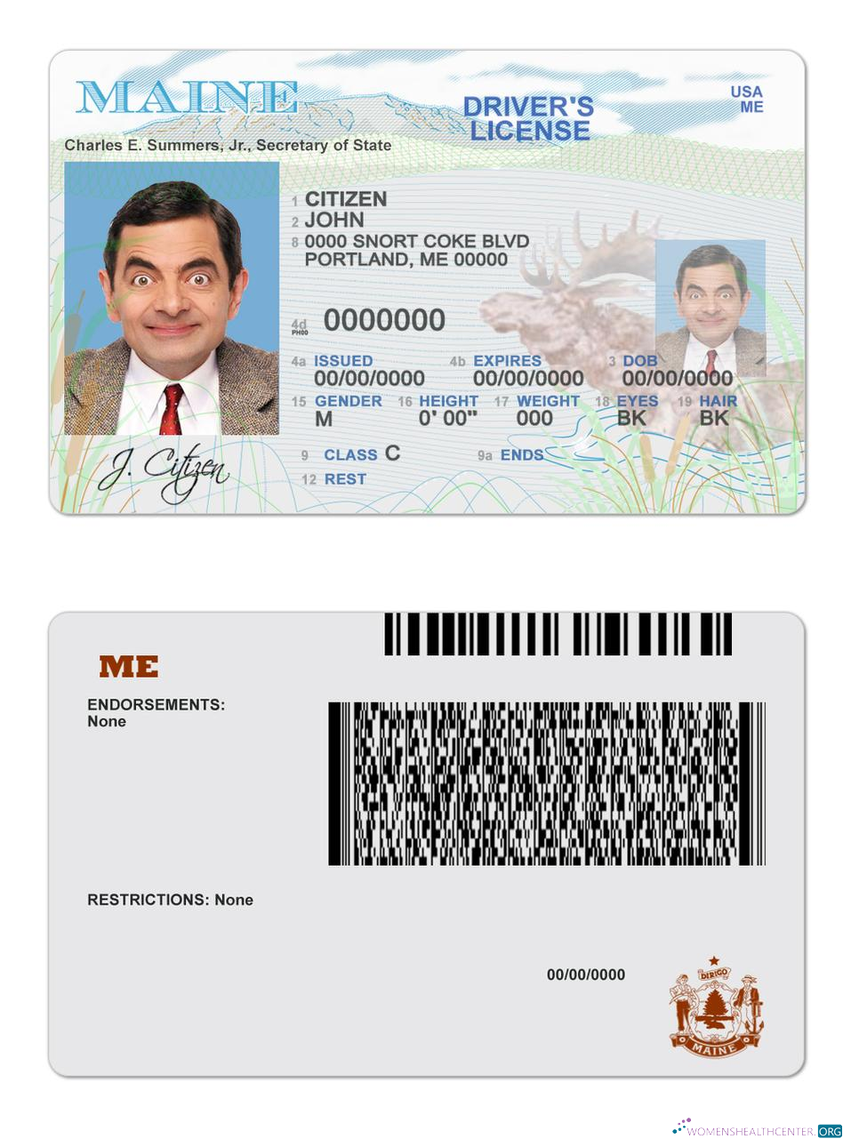 Télécharger USA Maine État Driving License design