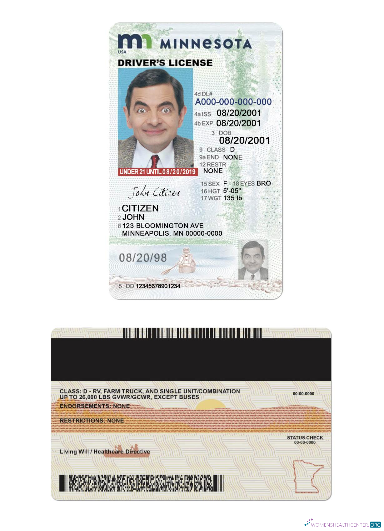 Télécharger USA Minnesota Driving License Under 21 design