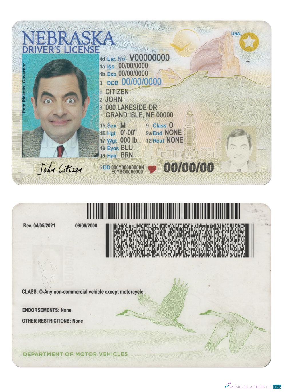 Télécharger USA Nebraska Driving License 2021 Présent modèle