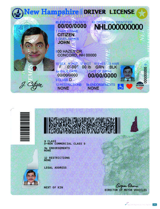 Télécharger USA Nouveau Hampshire Driving License modèle