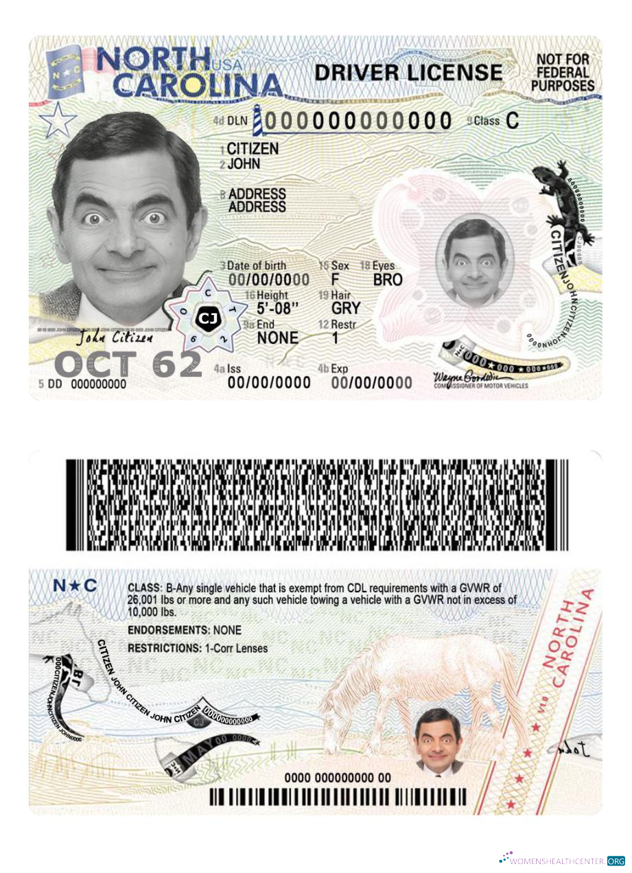 Télécharger USA Nord Carolina Driving License 2024 Présent modèle