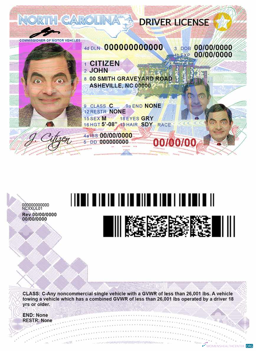 Télécharger USA Nord Carolina Driving License modèle