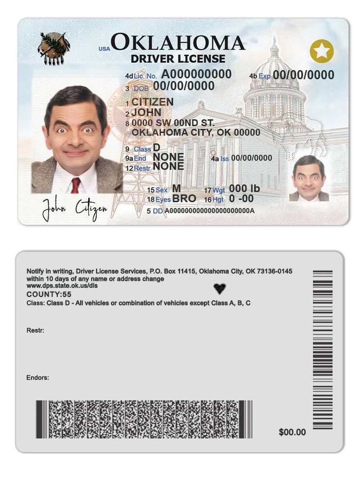 Télécharger USA Oklahoma Driving License (2020 – Présent) aperçu