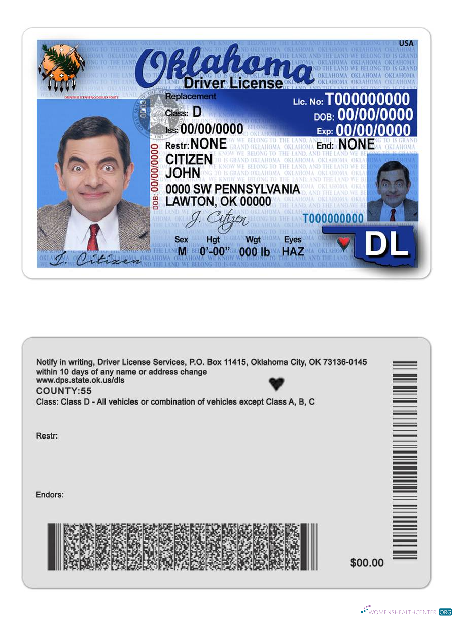 Télécharger USA Oklahoma Driving License aperçu