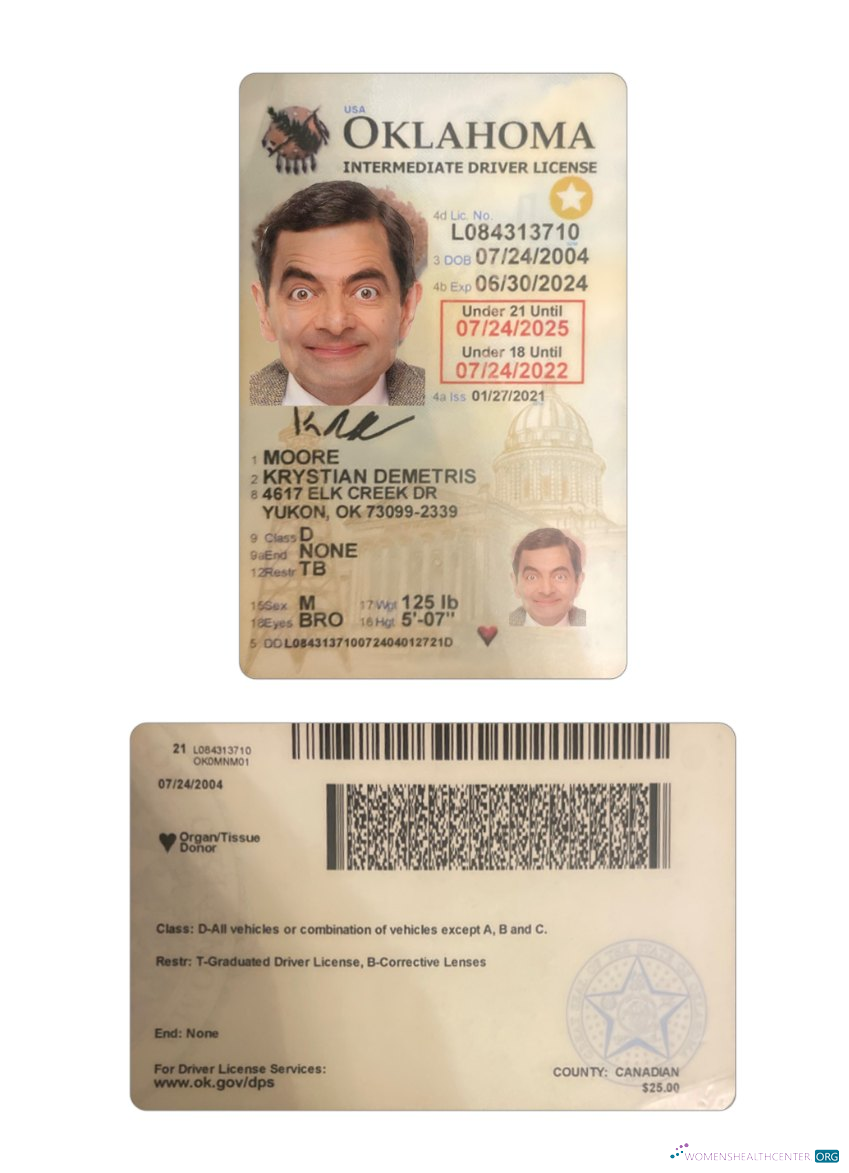 Télécharger USA Oklahoma Under 21 Driving License design