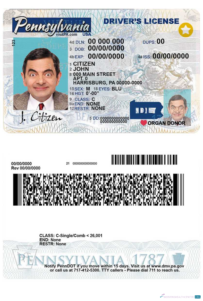 Télécharger USA Pennsylvania État Driving License maquette