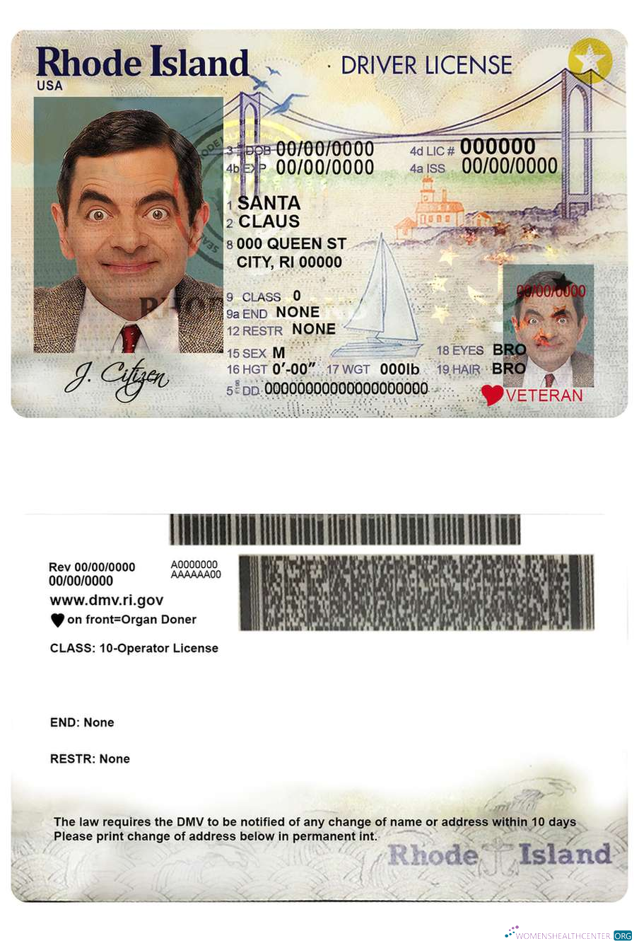 Télécharger USA Rhode Île État Driving License modèle