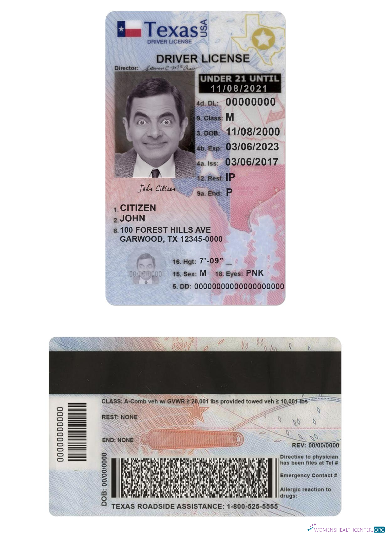 Télécharger USA Texas Driving License Under 21 design