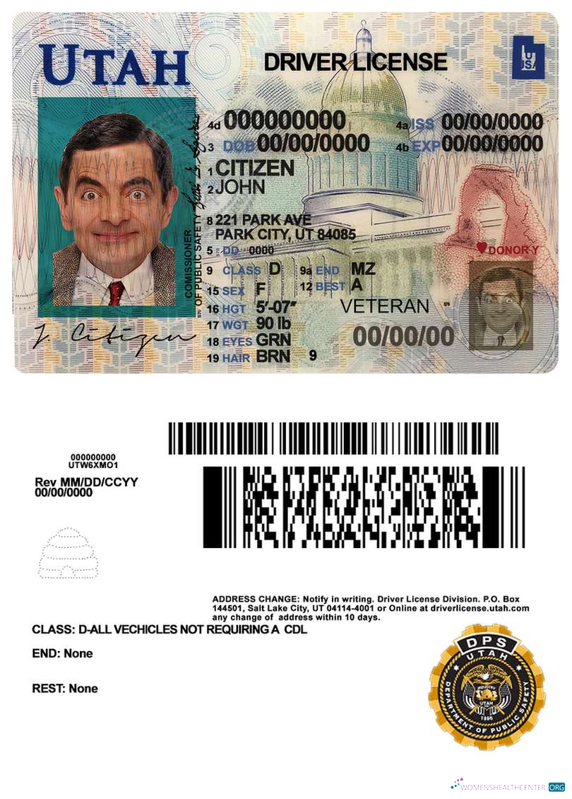 Télécharger USA Utah Driving License échantillon