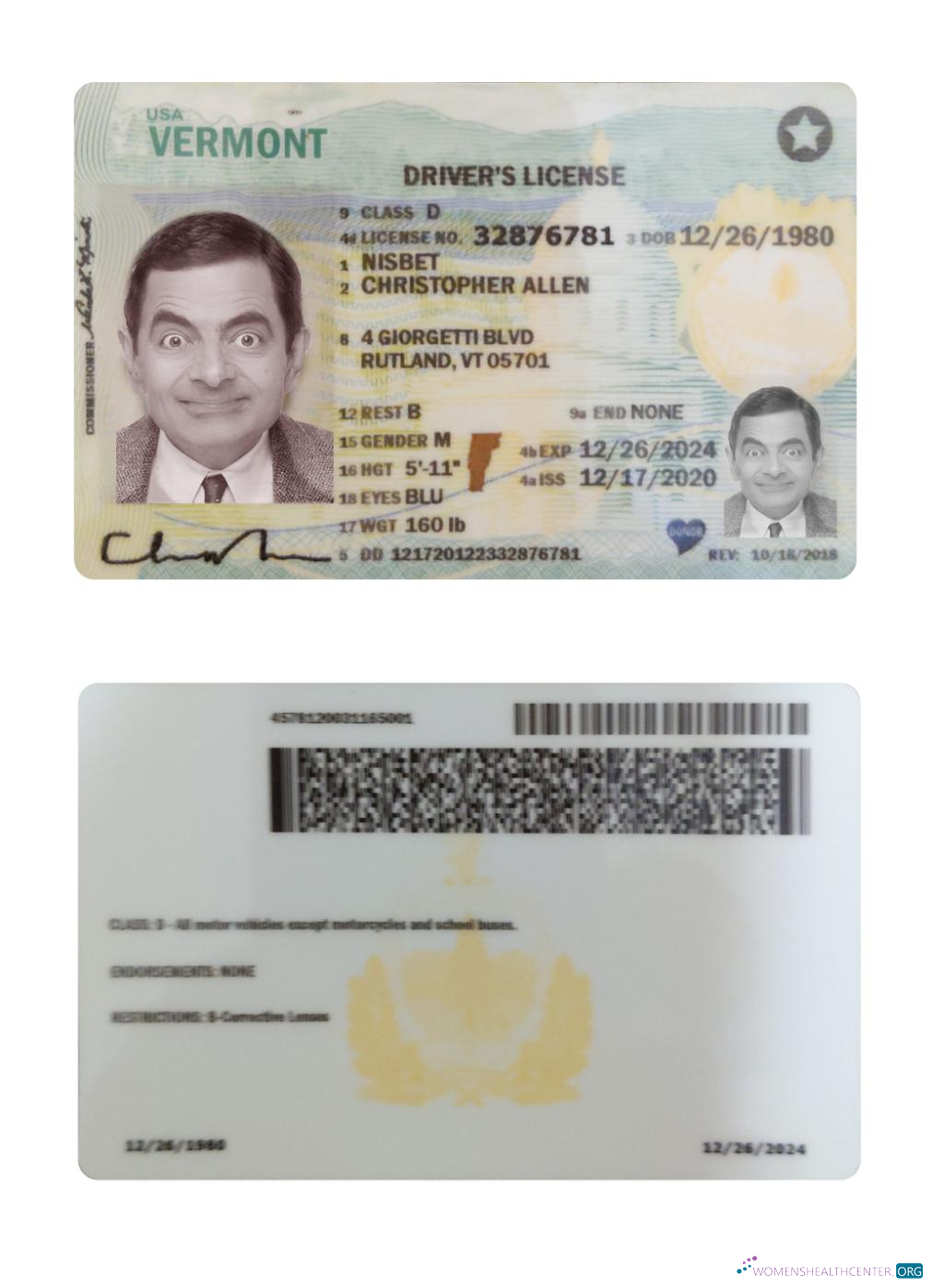 Télécharger USA Vermont Driving License 2020 Présent maquette
